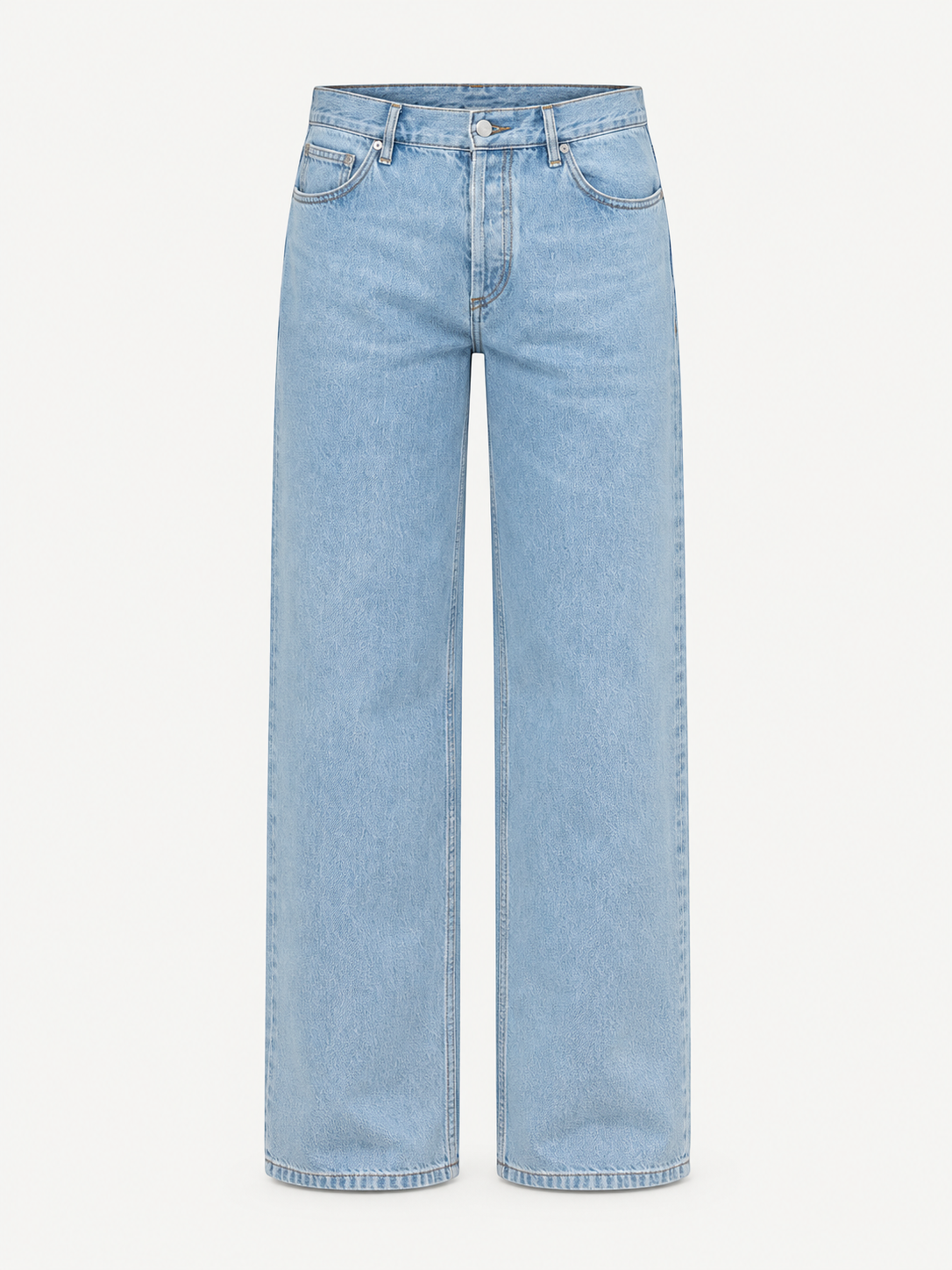 KABE SHOP INC Everyday Jeans in light wash blue denim with a relaxed straight-leg fit on a plain background