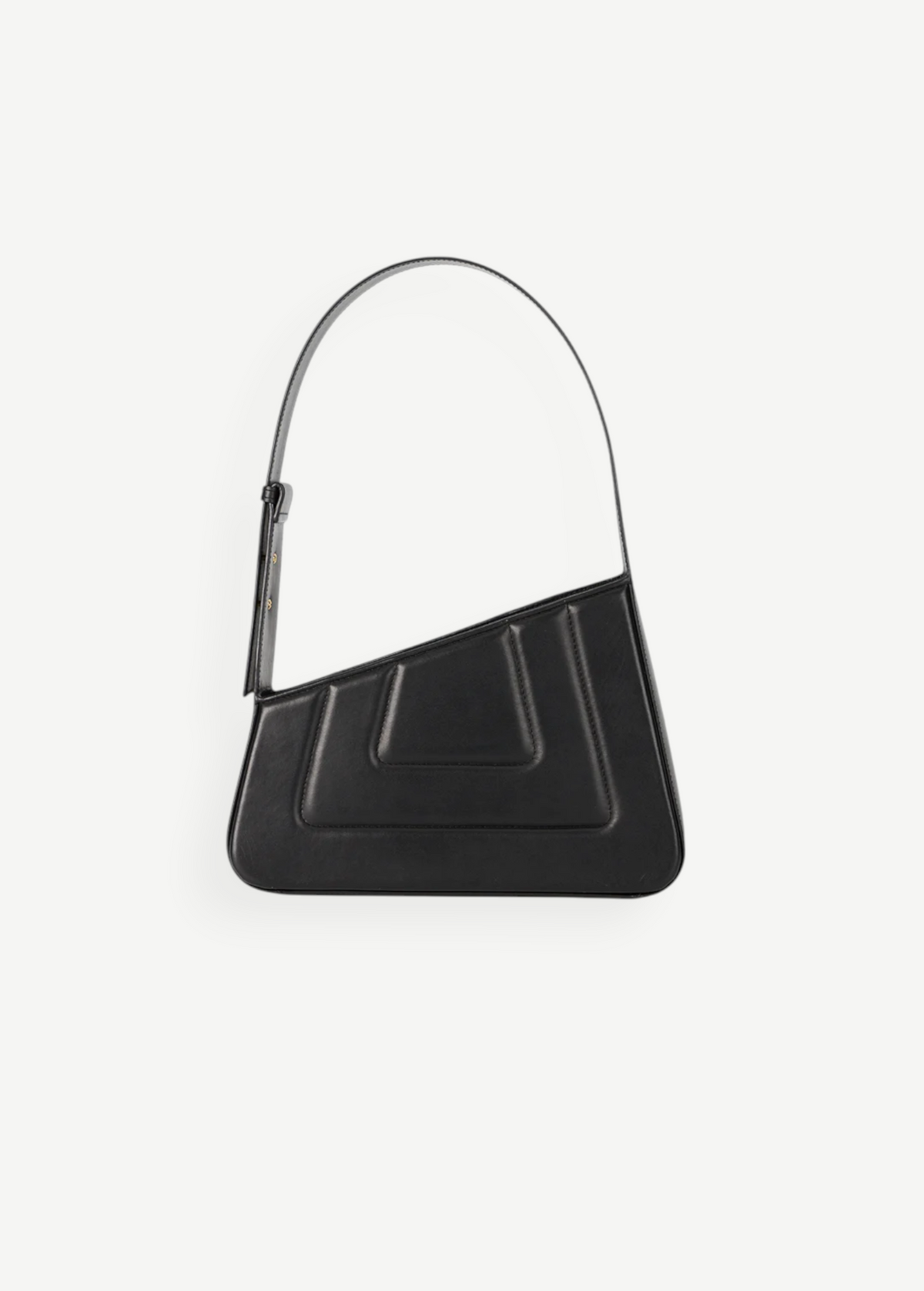 KABE SHOP INC Albert Jewel black quilted shoulder bag with unique geometric silhouette and adjustable strap