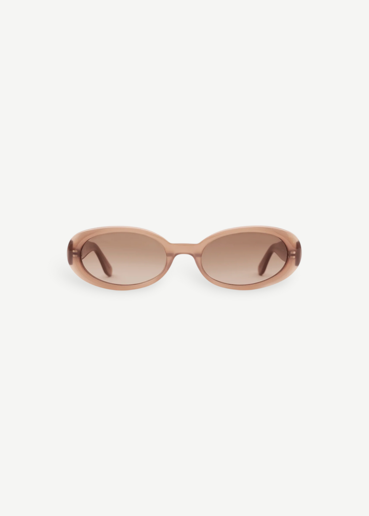 KABE SHOP INC Valentina oval sunglasses in translucent beige Italian acetate with brown gradient lenses.