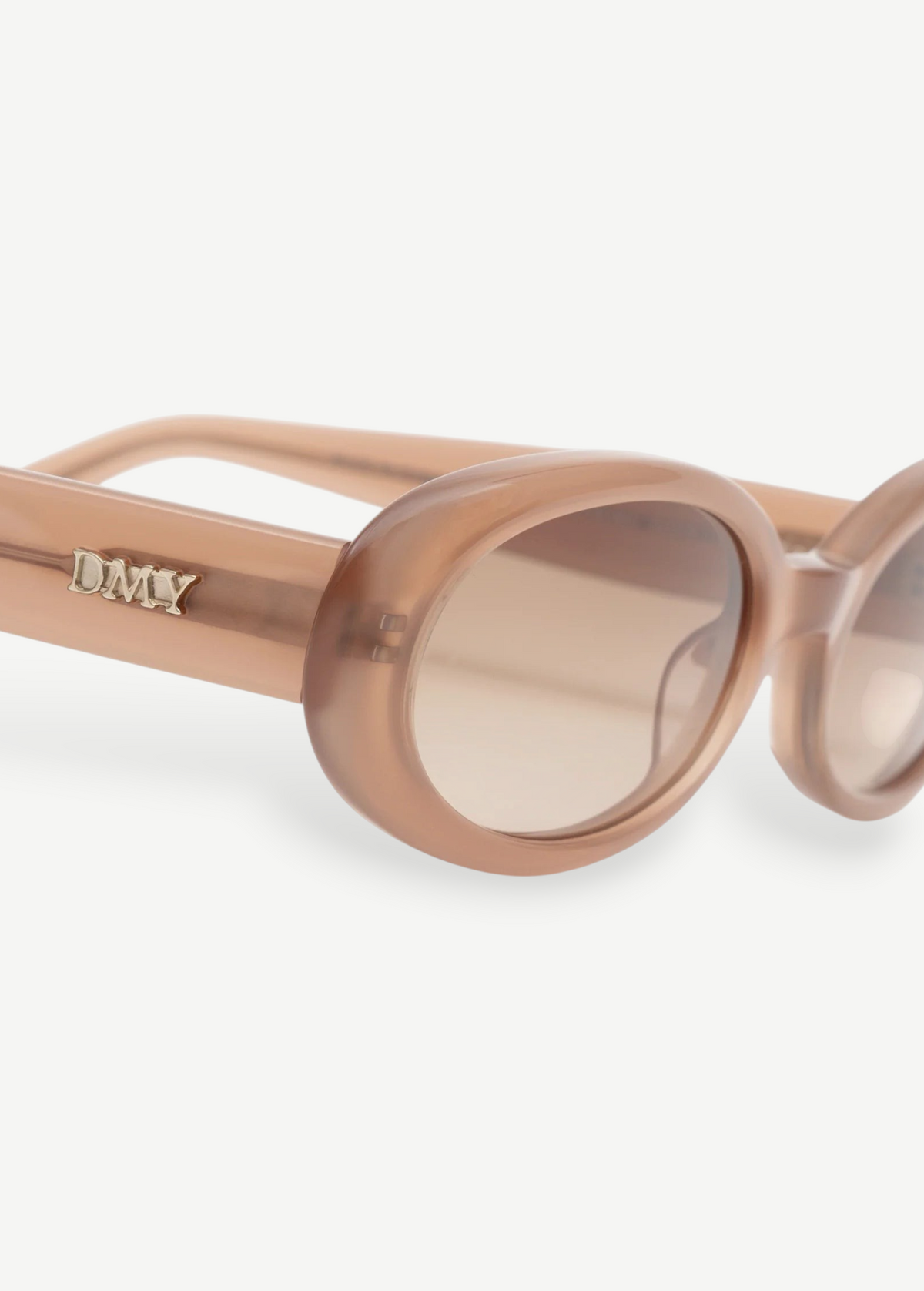 KABE SHOP INC Valentina oval sunglasses in translucent beige Italian acetate with gold DMY logo detail
