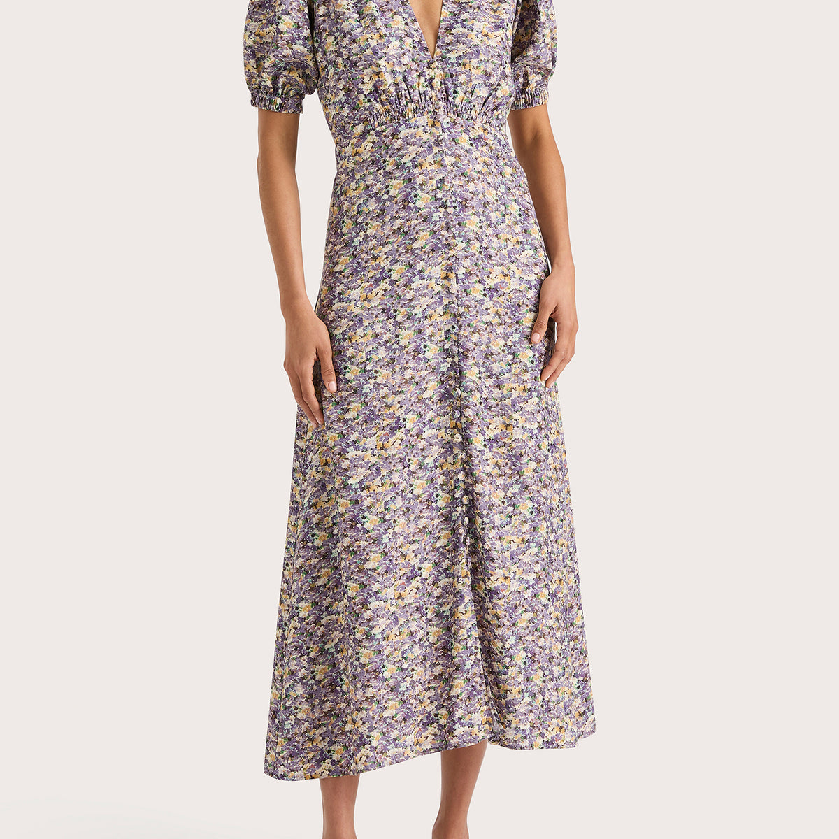 faithfull the brand bellavista midi dress Bellavista Midi Dress M / VALERIE FLORAL PURPLE
