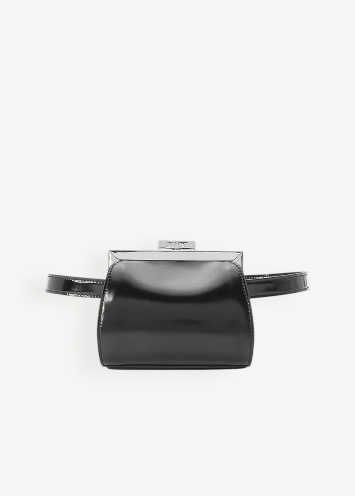 KABE SHOP INC Lennon convertible bag in black patent leather with a sleek silver frame closure