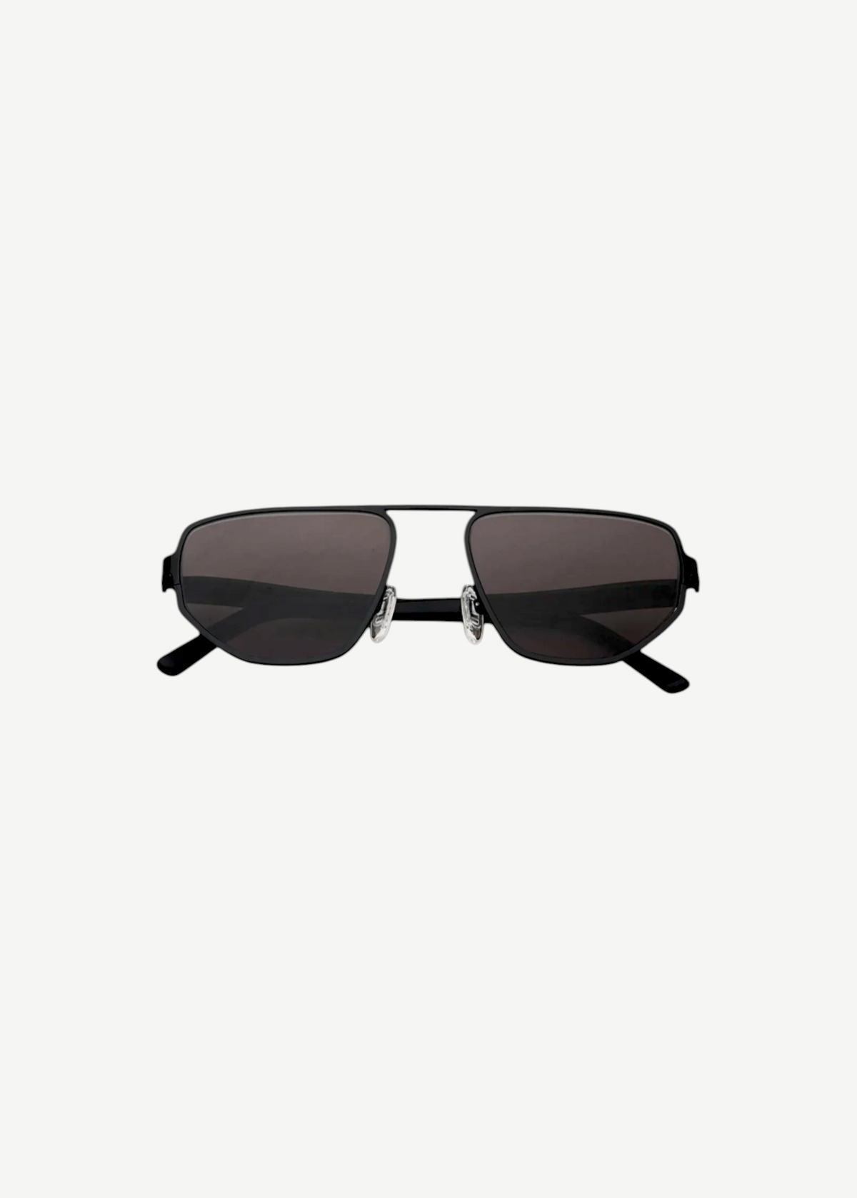 Introducing the Victoire rectangular black sunglasses with dark lenses and slim metal frames, accented by subtle gold branding at the temple. Displayed facing forward on a white background, these sunglasses deliver stylish UV400 protection for dependable eye care.