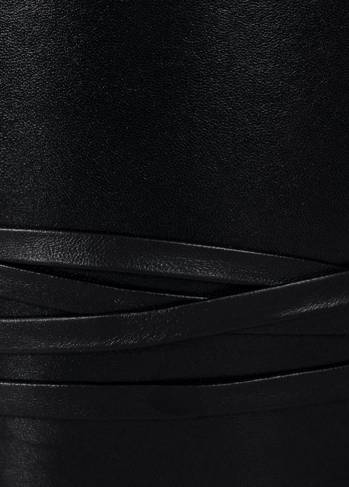 KABE SHOP INC Undone Corset Belt in black calfskin leather with layered strap detailing for a sculpted waist.