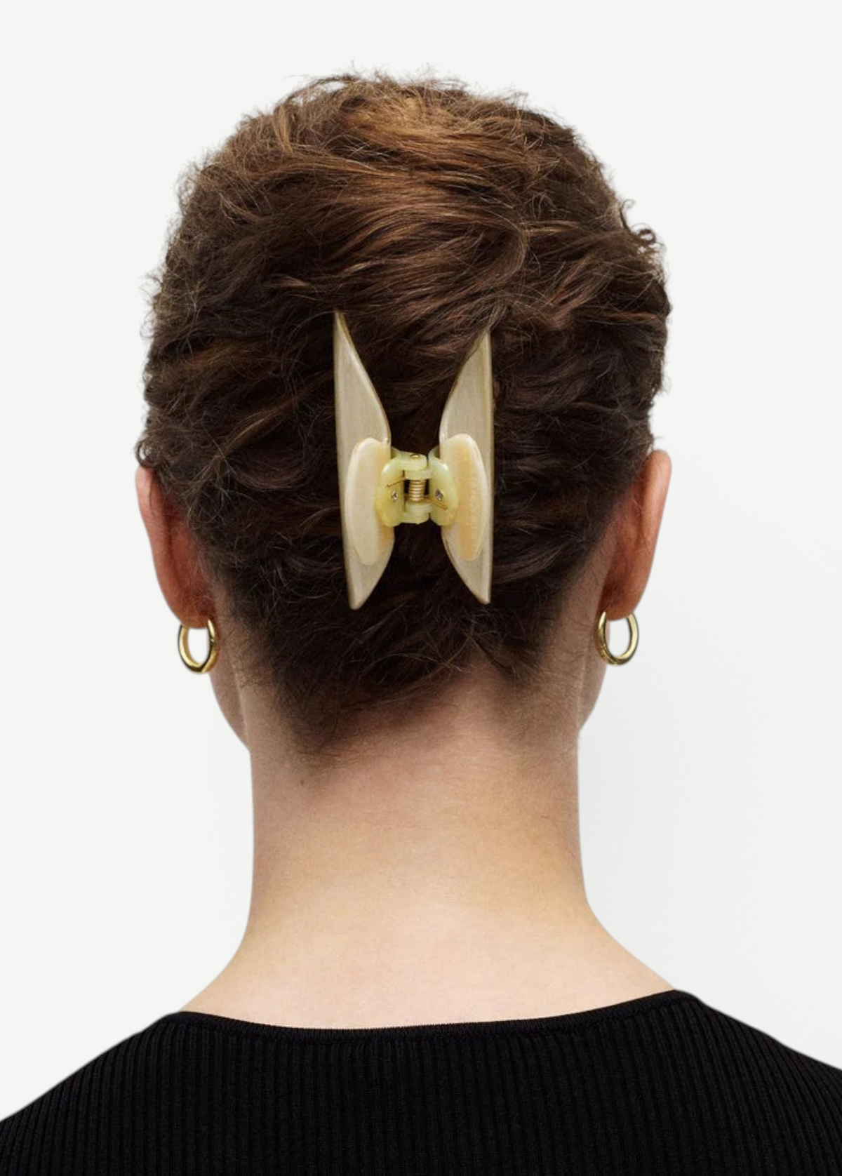 KABE SHOP INC Midi Heirloom claw clip in cream acetate holding hair in an elegant updo