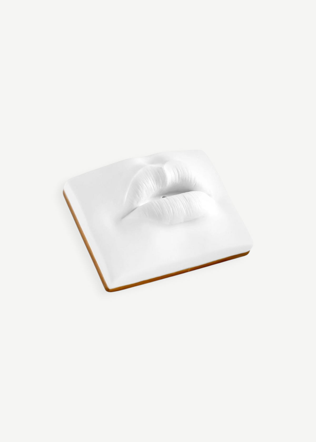 KABE SHOP INC Oh Mon Dieu! white porcelain incense holder featuring a sculptural pair of lips in a 1960s style.