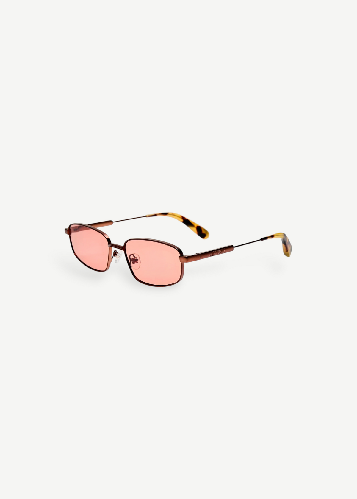 KABE SHOP INC Sera rectangular sunglasses with matte brown stainless steel frames and rose-tinted lenses.