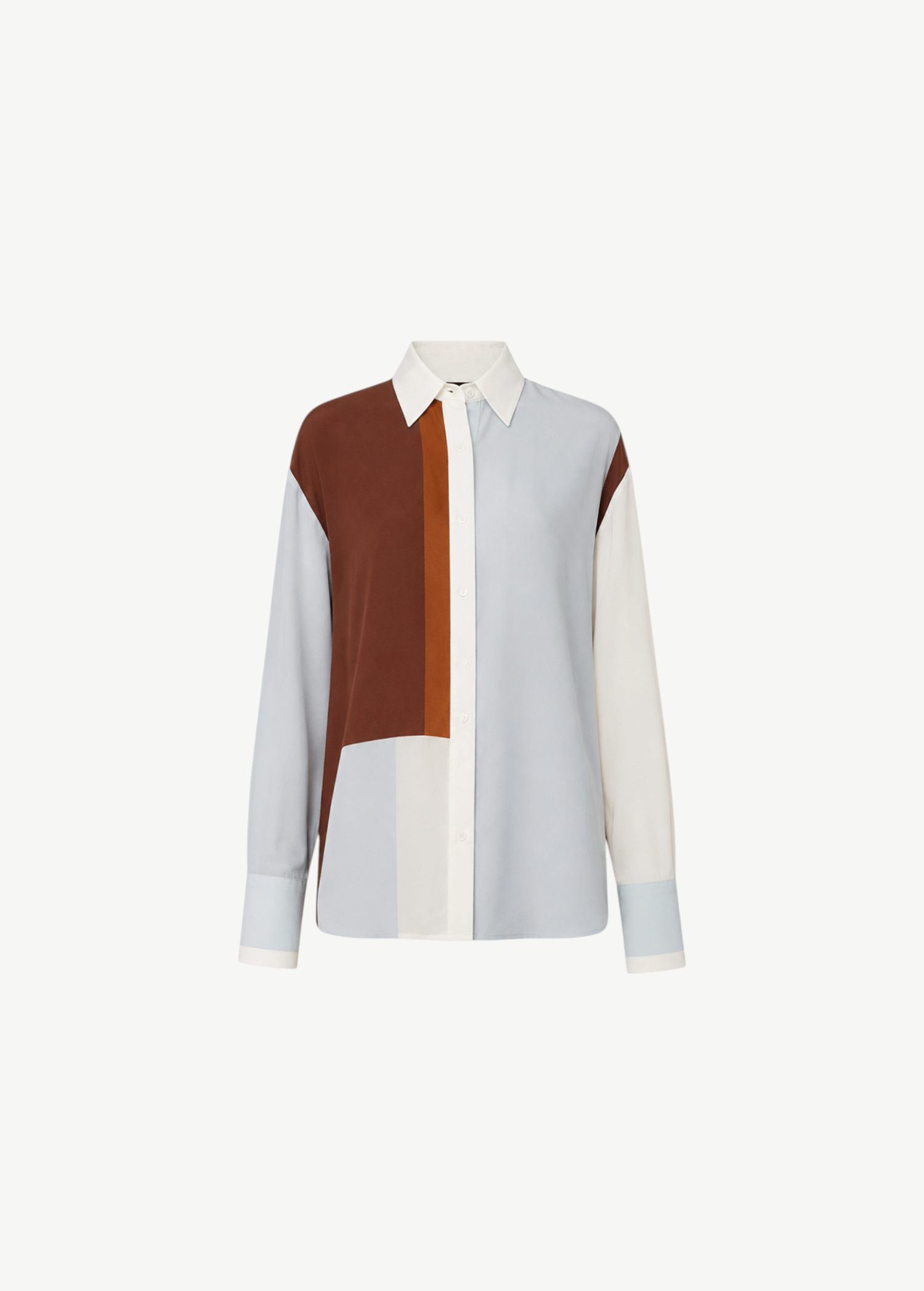 KABE SHOP INC Marais shirt in a color-blocked silk chiffon with a button-front design and elegant long sleeves.