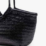 KABE SHOP INC Nantucket Basket Big black handwoven buffalo calf leather tote bag with braided handles