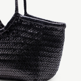 KABE SHOP INC Nantucket Basket Big black handwoven buffalo calf leather tote bag with braided handles