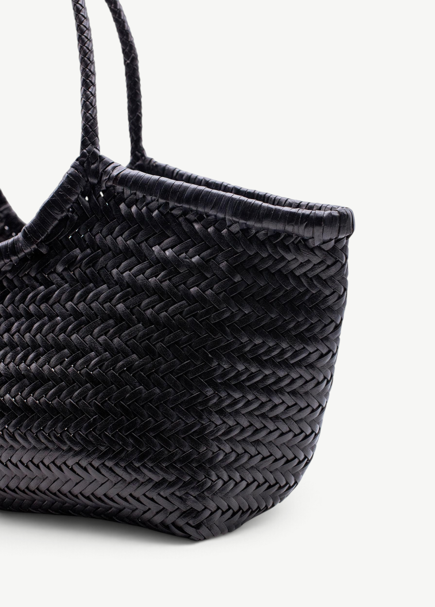 KABE SHOP INC Nantucket Basket Big black handwoven buffalo calf leather tote bag with braided handles
