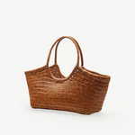 KABE SHOP INC Nantucket Basket Big handwoven tote bag in brown Buffalo Calf leather with a traditional weave pattern.