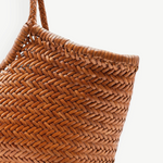 KABE SHOP INC Nantucket Basket Big handwoven tote bag in brown Buffalo Calf leather with intricate weave detail