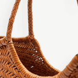 KABE SHOP INC Nantucket Basket Big tote bag in handwoven brown Buffalo Calf leather with braided handles