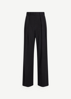 KABE SHOP INC Luisa black tailored wide-leg trousers with front pleats and a high-waisted fit.