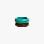 KABE SHOP INC resin bangle set featuring one turquoise crackle-patterned bracelet and one solid brown bangle