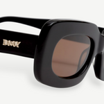 KABE SHOP INC Vivian statement sunglasses with bold black rectangular acetate frames and brown tinted lenses