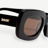 KABE SHOP INC Vivian statement sunglasses with bold black rectangular acetate frames and brown tinted lenses