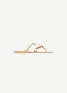 KABE SHOP INC Armos sandals in metallic gold leather with a minimalist strappy design and flat sole