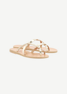 KABE SHOP INC Armos sandals featuring metallic gold leather straps and a flat tan leather sole.