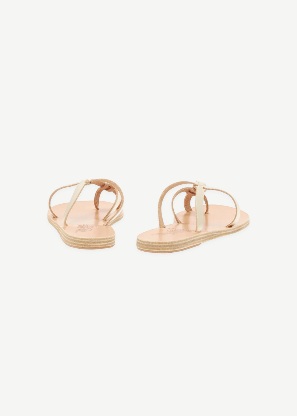KABE SHOP INC Armos sandals in natural beige leather with a minimalist strappy design and flat sole.