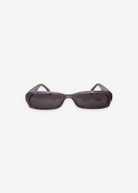 KABE SHOP INC pre-owned Chanel rectangular sunglasses in a deep purple glitter finish with dark tinted lenses.
