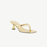 KABE SHOP INC Dona Ruby 55 gold toe-strap mule sandal with a red jewel accent and sculptural 50mm heel