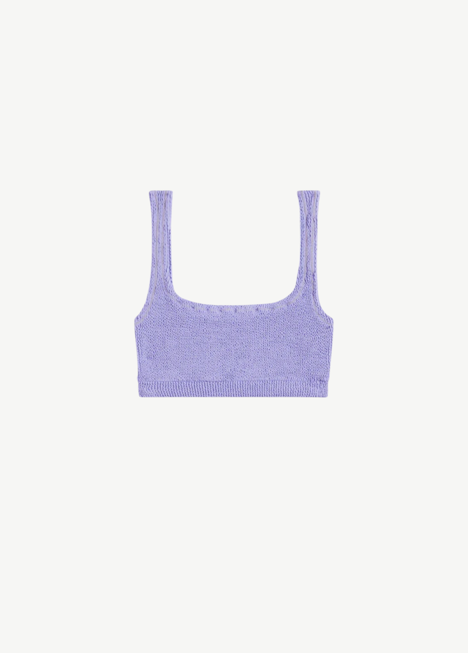 KABE SHOP INC Ginny bikini top in light purple with a textured seersucker fabric and a square neckline.