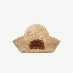 KABE SHOP INC Bote hat in natural raffia with a sailor-inspired silhouette and a brown leather logo patch.