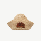 KABE SHOP INC Bote hat in natural raffia with a sailor-inspired silhouette and a brown leather logo patch.