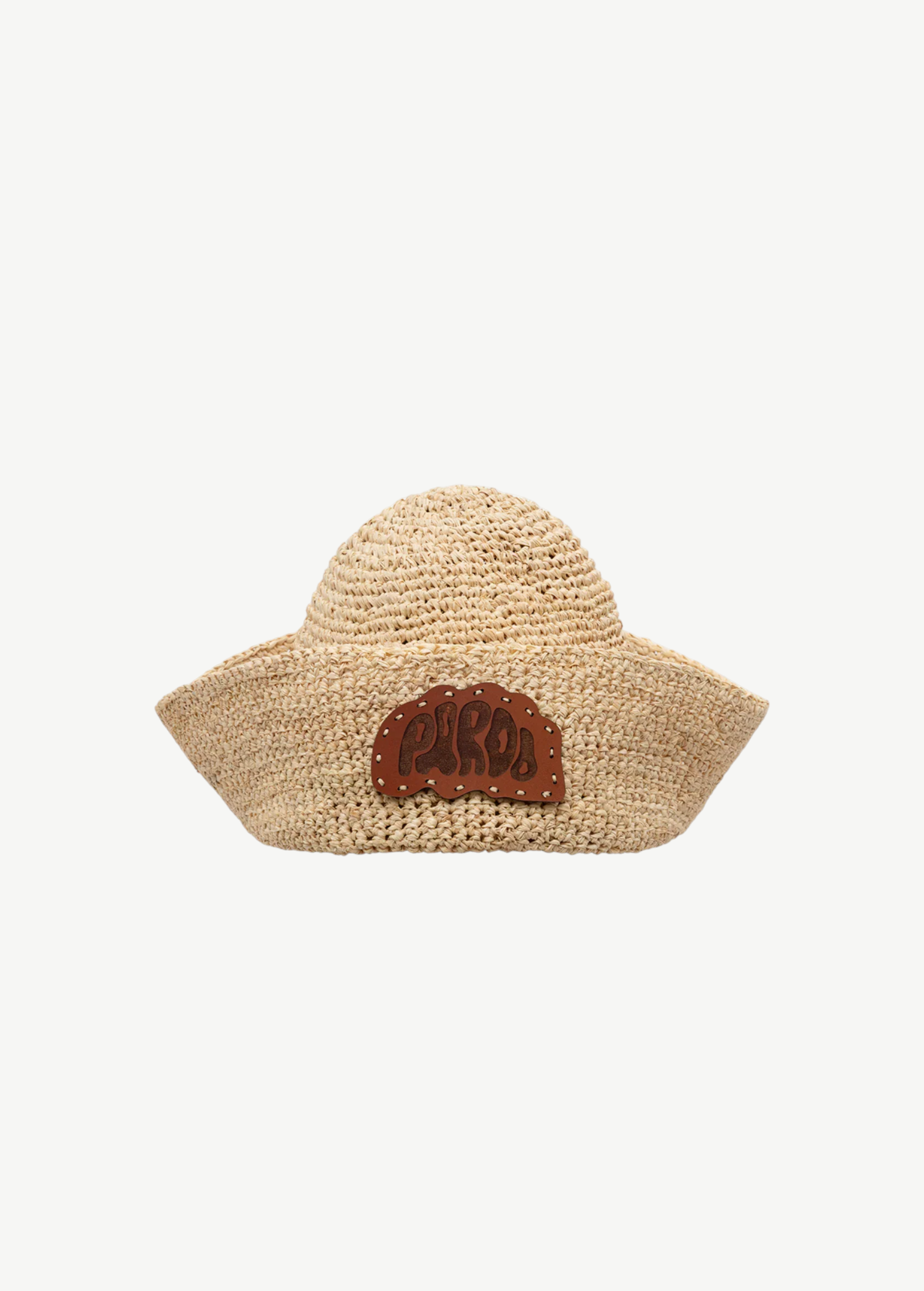 KABE SHOP INC Bote hat in natural raffia with a sailor-inspired silhouette and a brown leather logo patch.