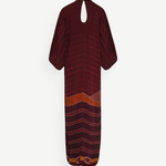 KABE SHOP INC purple crepe de chine tunic with back keyhole cutout and horizontal striped pattern