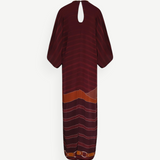 KABE SHOP INC purple crepe de chine tunic with back keyhole cutout and horizontal striped pattern