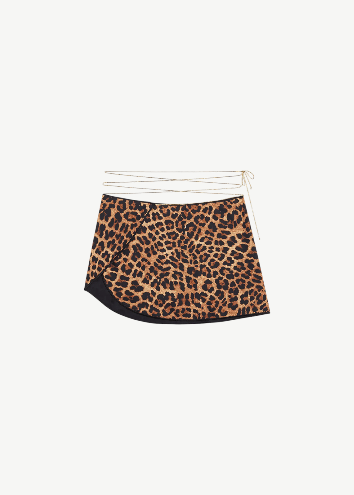 KABE SHOP INC Ciclone wrap skirt in leopard print with thin tie waist, perfect for beach or summer wear.
