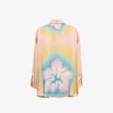 KABE SHOP INC Hibiscus Top in luxurious silk featuring a pastel tie-dye floral print and a relaxed silhouette.