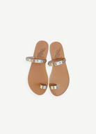 KABE SHOP INC Audrey sandals in gold vachetta leather with Swarovski crystal embellishments and a toe loop design.