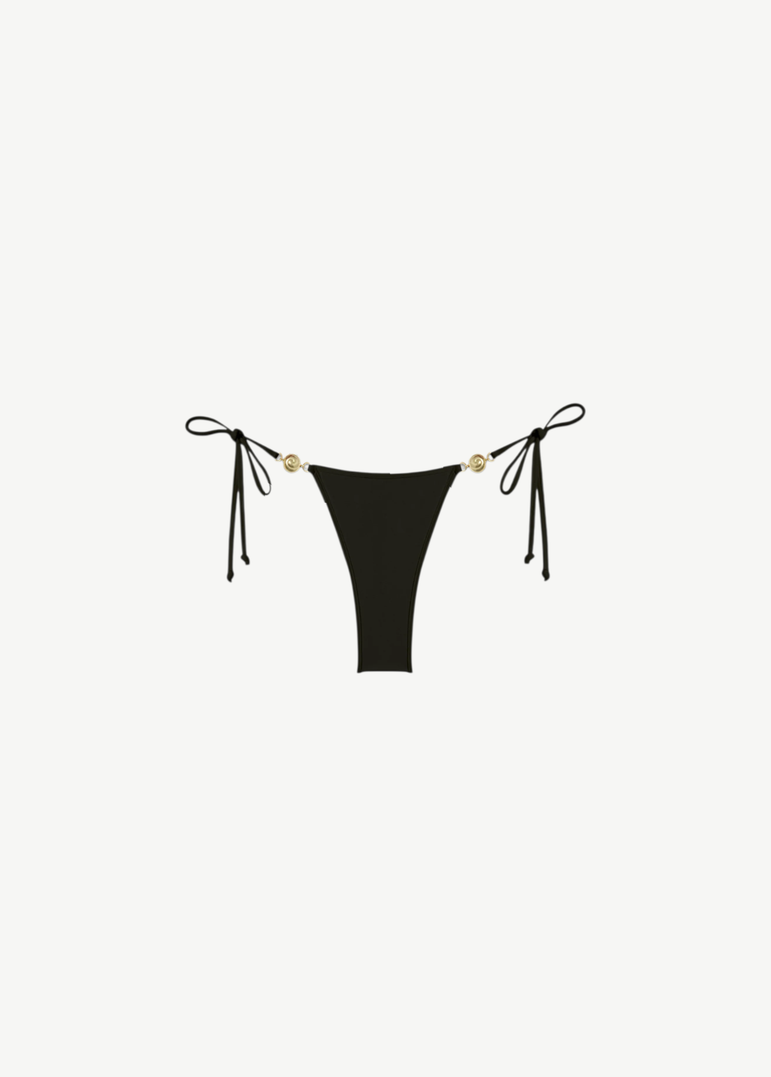 KABE SHOP INC Carioca Splash black bikini bottom with side ties and decorative gold shell embellishments