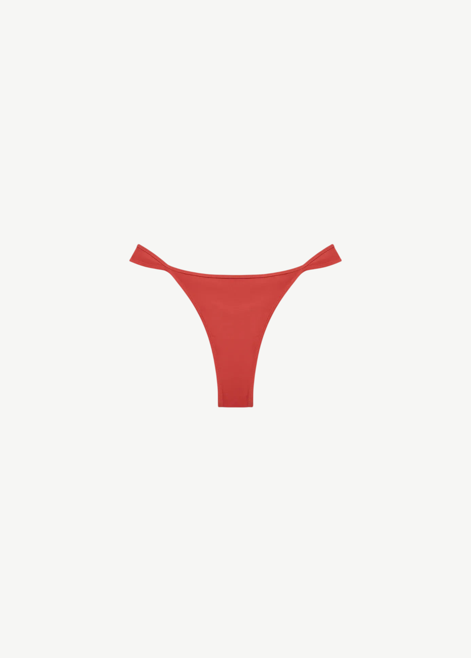 KABE SHOP INC Infinity high-rise bikini bottom in red sustainable compression fabric with a sleek twist detail.