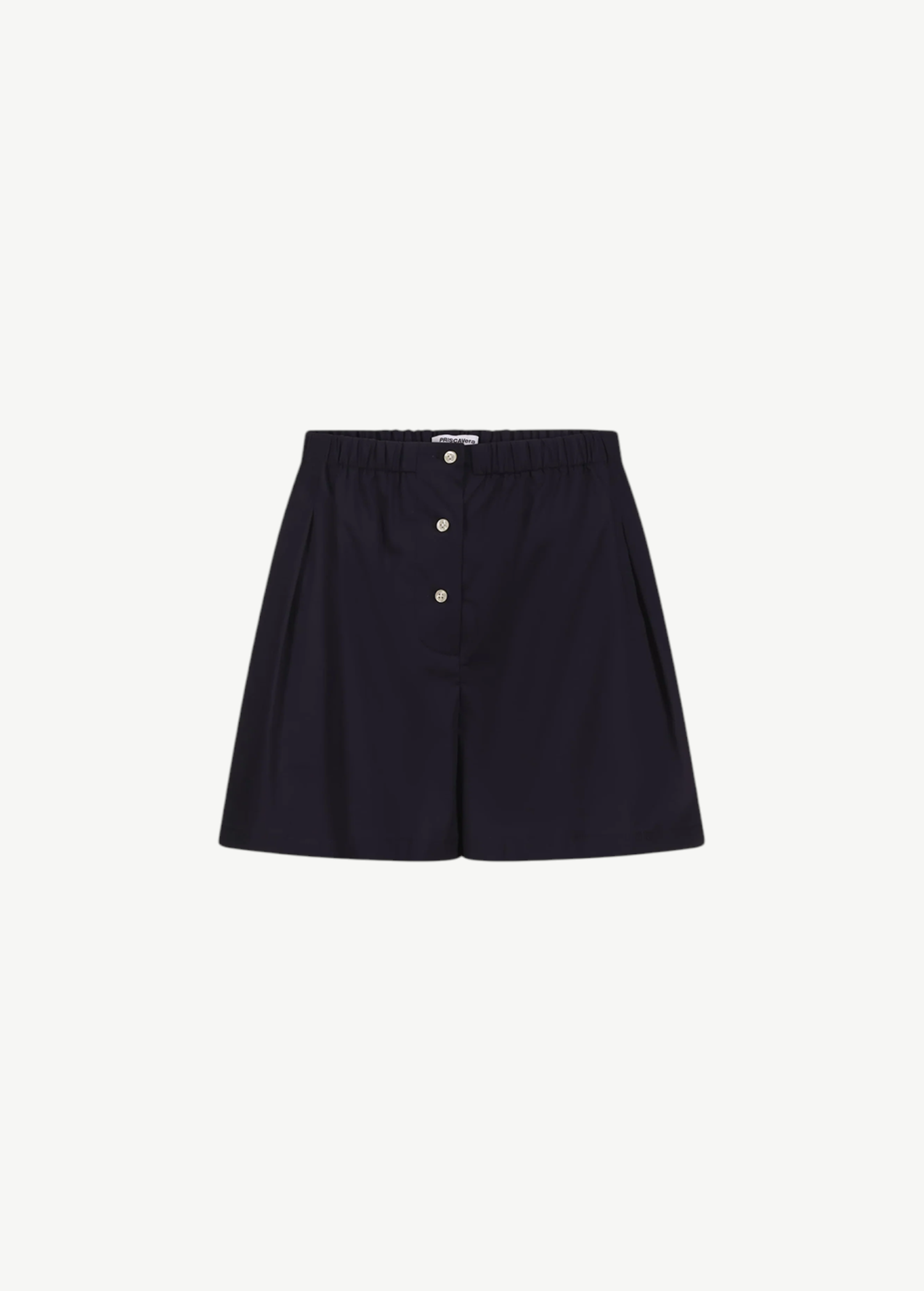 KABE SHOP INC navy blue boxer shorts with an elasticated waistband and a button-front placket in a tailored style.