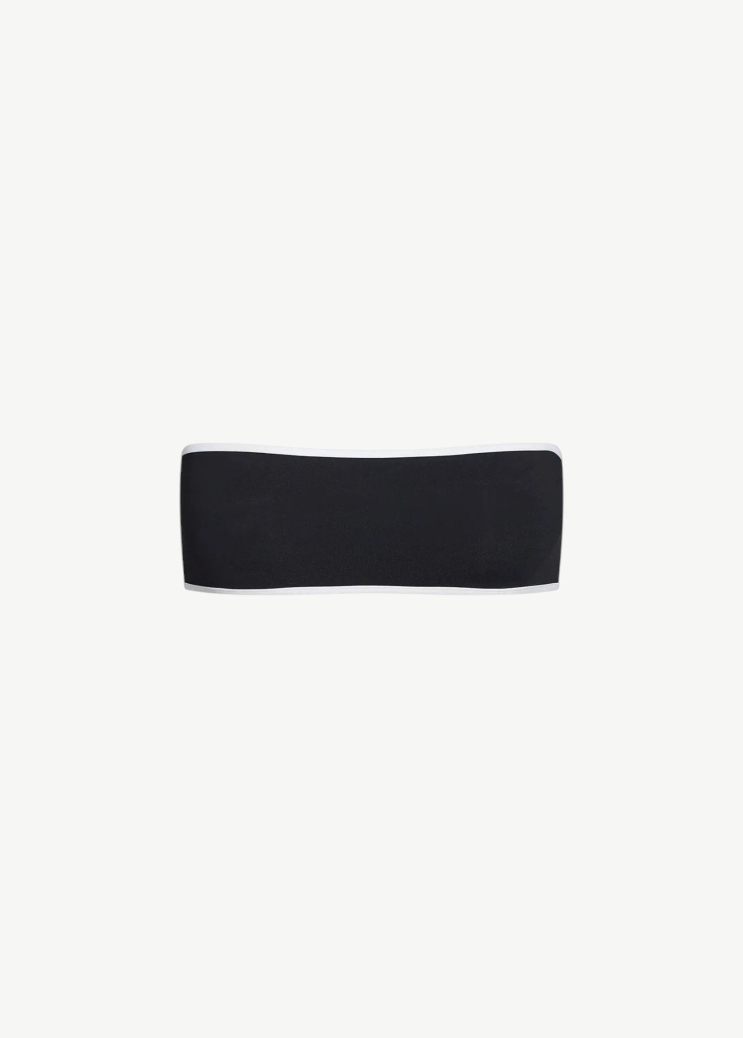 KABE SHOP INC Bando strapless bikini top in black with white trim, featuring a minimalist silhouette.