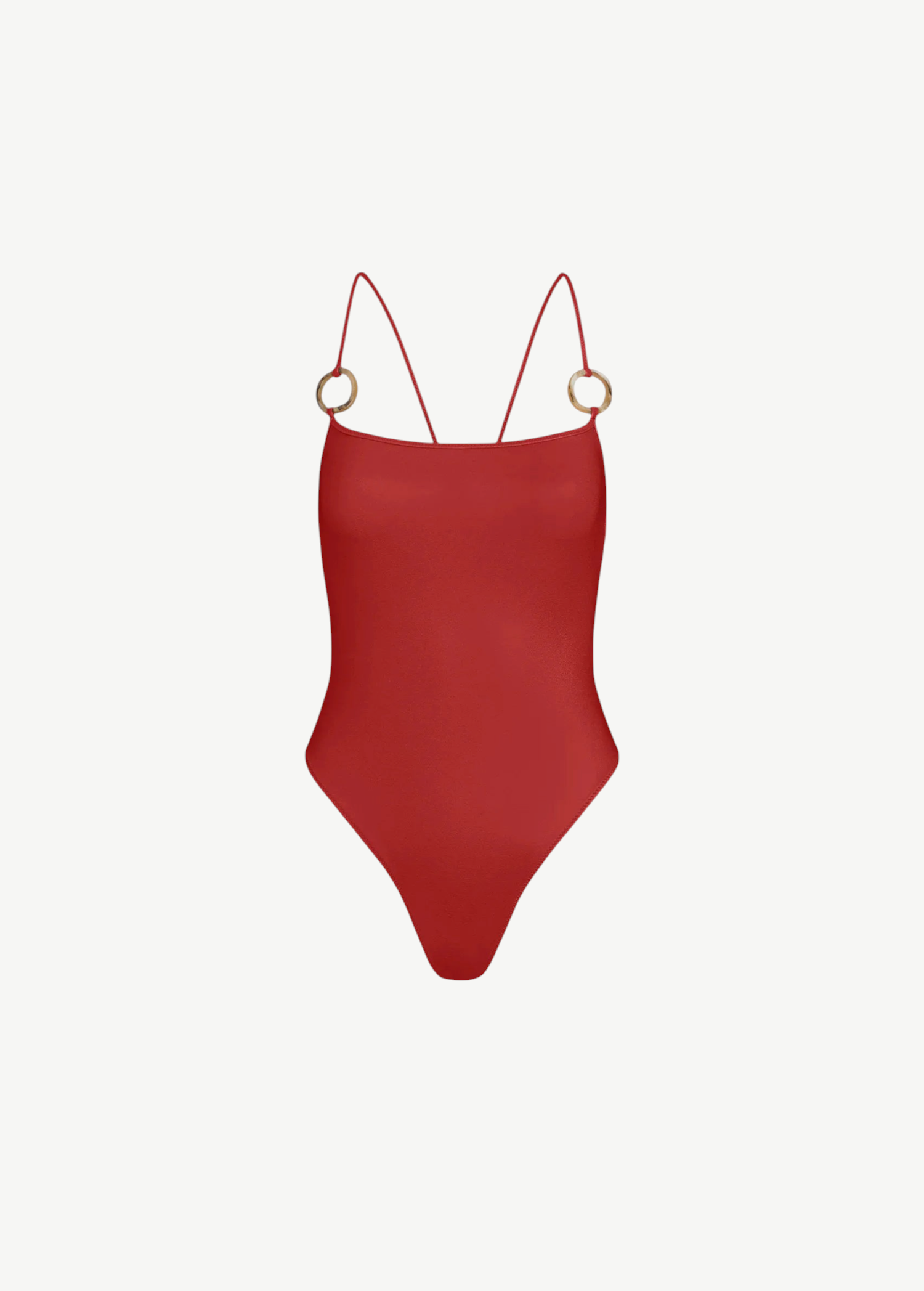 KABE SHOP INC The Orb red one-piece swimsuit featuring a minimalist silhouette and decorative ring strap details