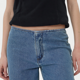 KABE SHOP INC Sport Jean in medium wash denim with a relaxed fit worn by a model in a black top