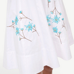 KABE SHOP INC Wells mini dress in white cotton with delicate blue floral embroidery and beaded detailing
