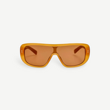 Orange sunglasses with a white background