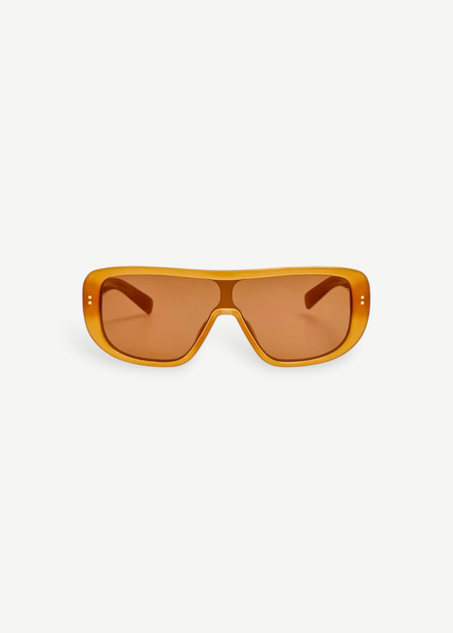 Orange sunglasses with a white background
