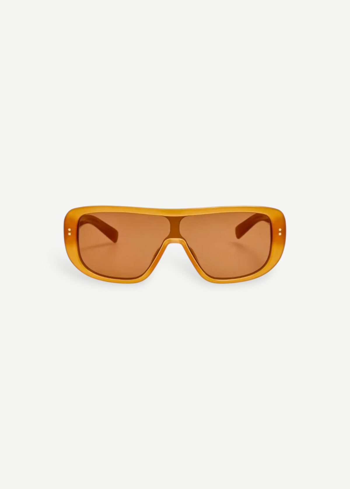 Orange sunglasses with a white background