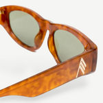 KABE SHOP INC Maya sunglasses with a light brown tortoiseshell acetate frame and green tinted lenses