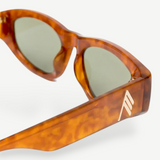 KABE SHOP INC Maya sunglasses with a light brown tortoiseshell acetate frame and green tinted lenses