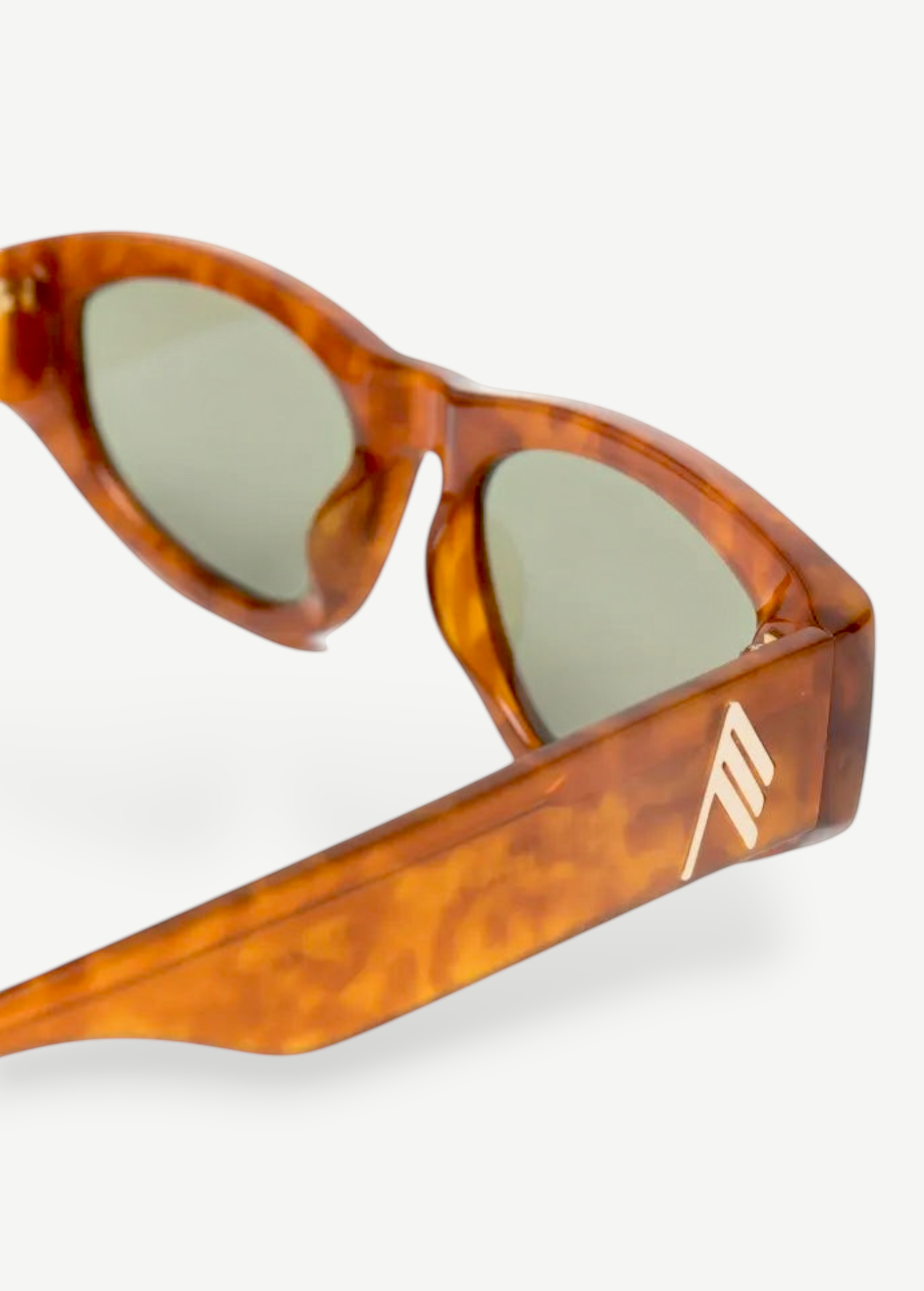 KABE SHOP INC Maya sunglasses with a light brown tortoiseshell acetate frame and green tinted lenses
