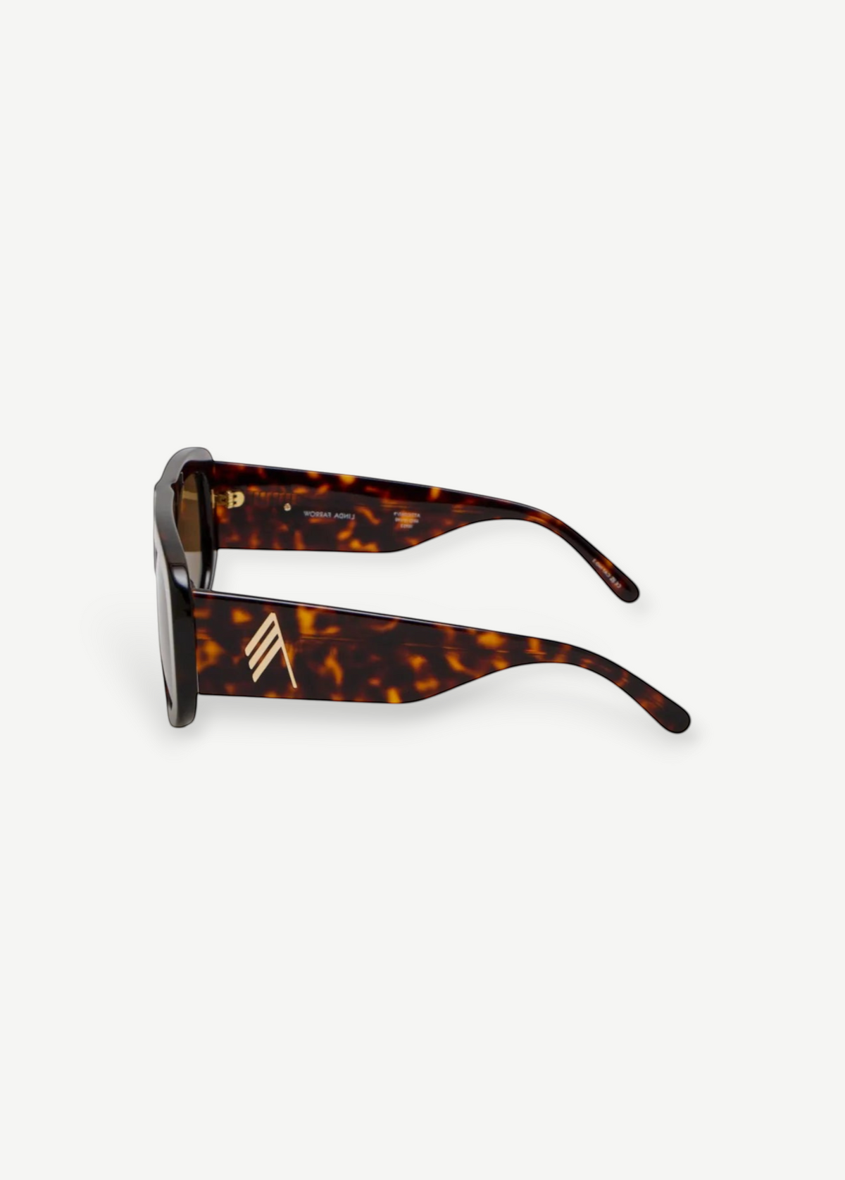 KABE SHOP INC Milano sunglasses with a rectangular tortoiseshell frame, brown lenses, and gold-tone logo detailing.